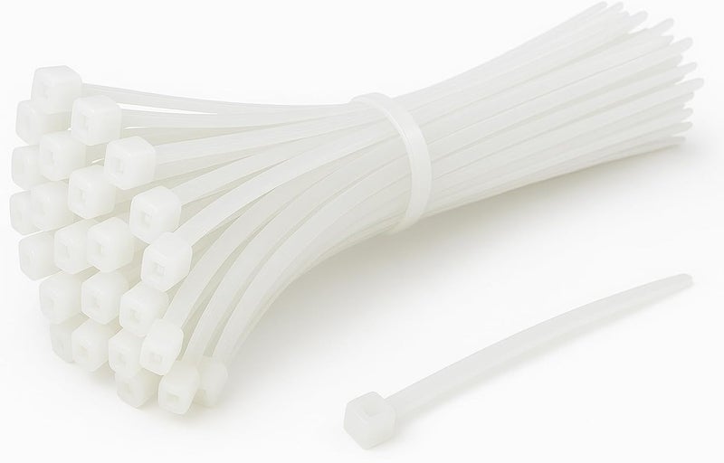 درافل رباط كابلات متعدد الأغراض من النايلون من دورافيل - عبوة من 100 رباط، ذاتي القفل، طول 30 سم، أبيض - Image 1